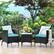 Alt View 9. Costway - Outdoor 3 PCS Rattan Wicker Furniture Sets Chairs Coffee Table Garden - Blue.