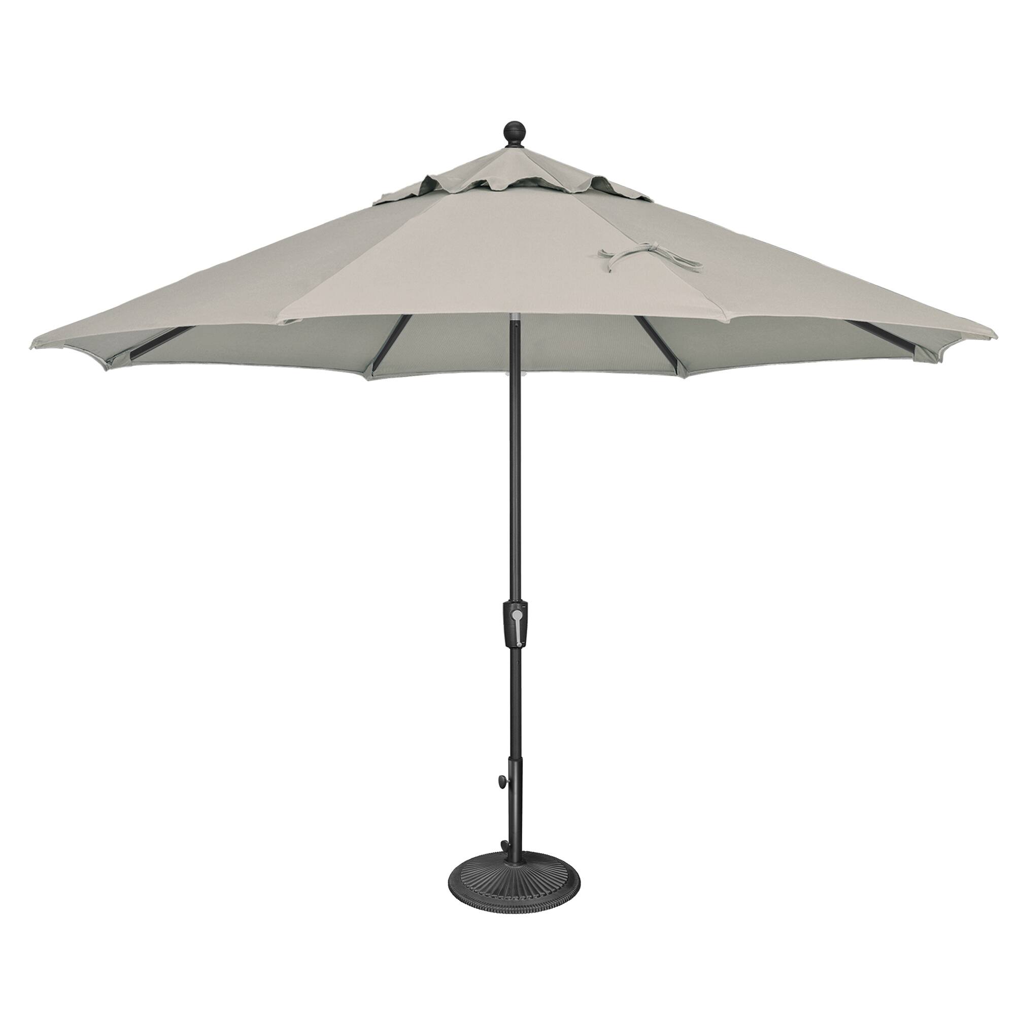 Mondawe - 11' Octagon Patio Umbrella Push Button Tilt Black Frame - Silver