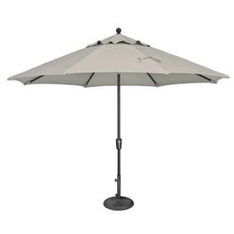 Mondawe - 11' Octagon Patio Umbrella Push Button Tilt Black Frame - Silver