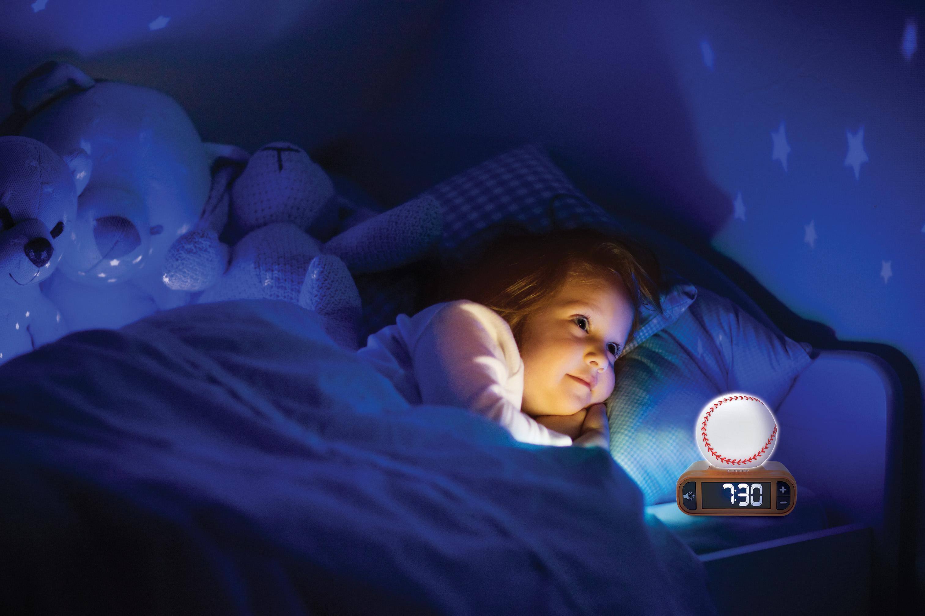 Alt View 3. Lexibook - Baseball Night Light Alarm Clock with Sounds - ORANGE.