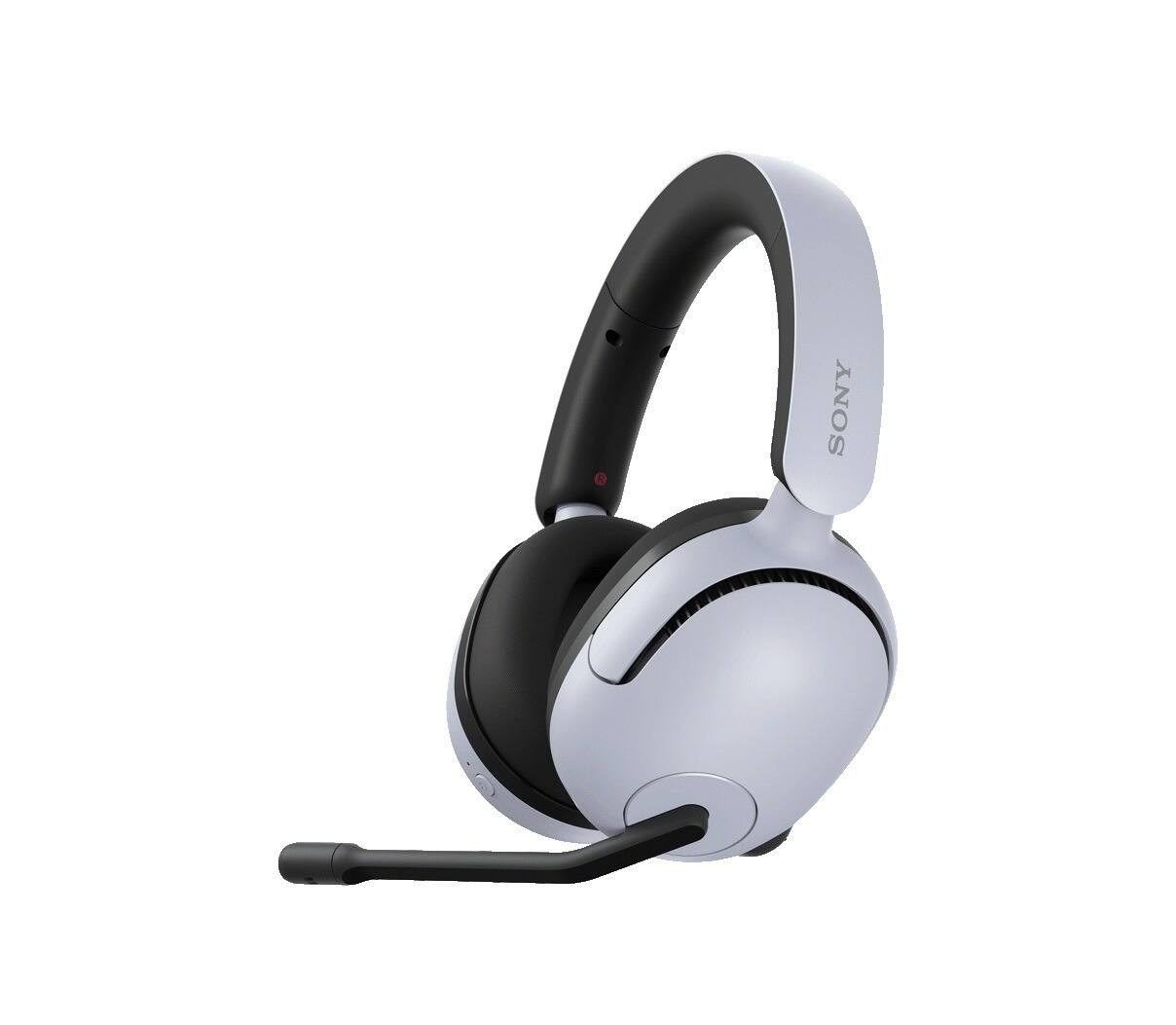 Left. Sony - Sony INZONE H5 Wireless Gaming Headset (WHG500/B, White) with metal alloy headphone stand bundle - White.