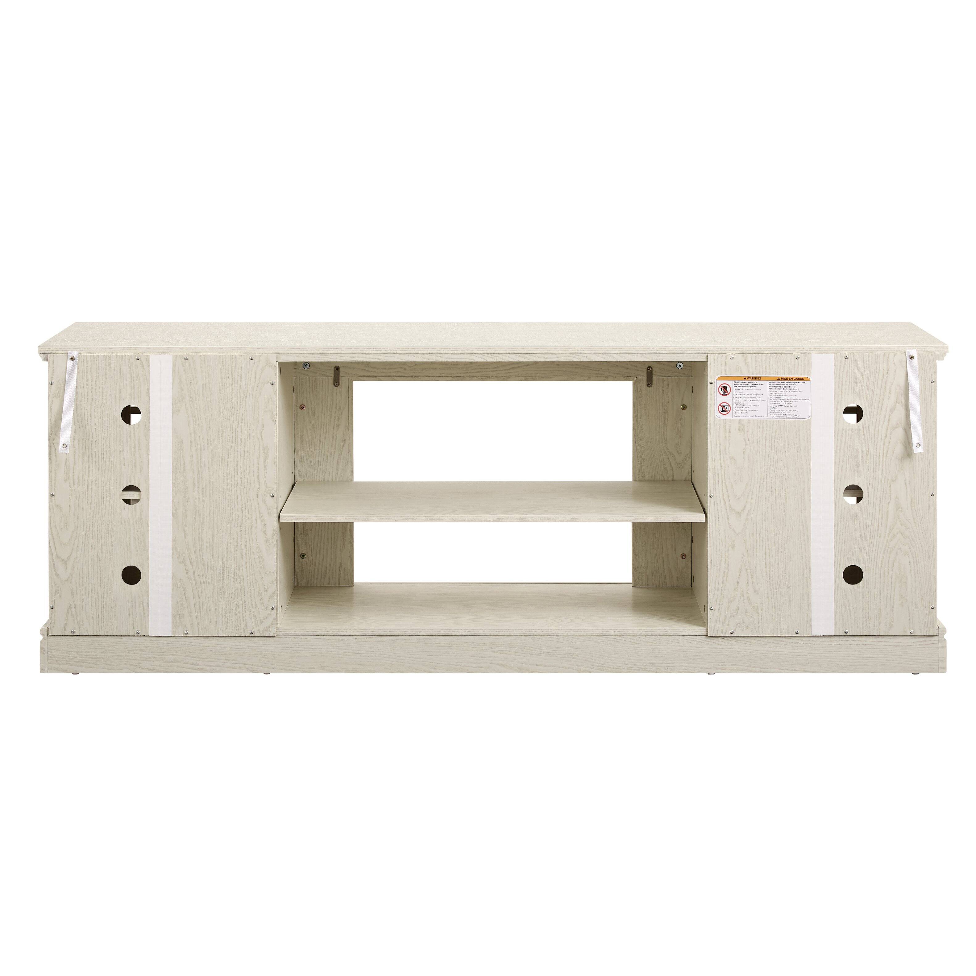 Alt View 1. Whisen - 70" Modern Faux Stone Media Console Tabletop TV Stand with 2-Door Storage Entertainment Center - White.