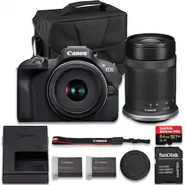Bundle - Canon - EOS R100 Mirrorless Camera With RF-S 18-45mm f/4.5-6.3 IS STM + RF-S 55-210mm f/5-7.1 IS STM Lens + Extra LP-E17