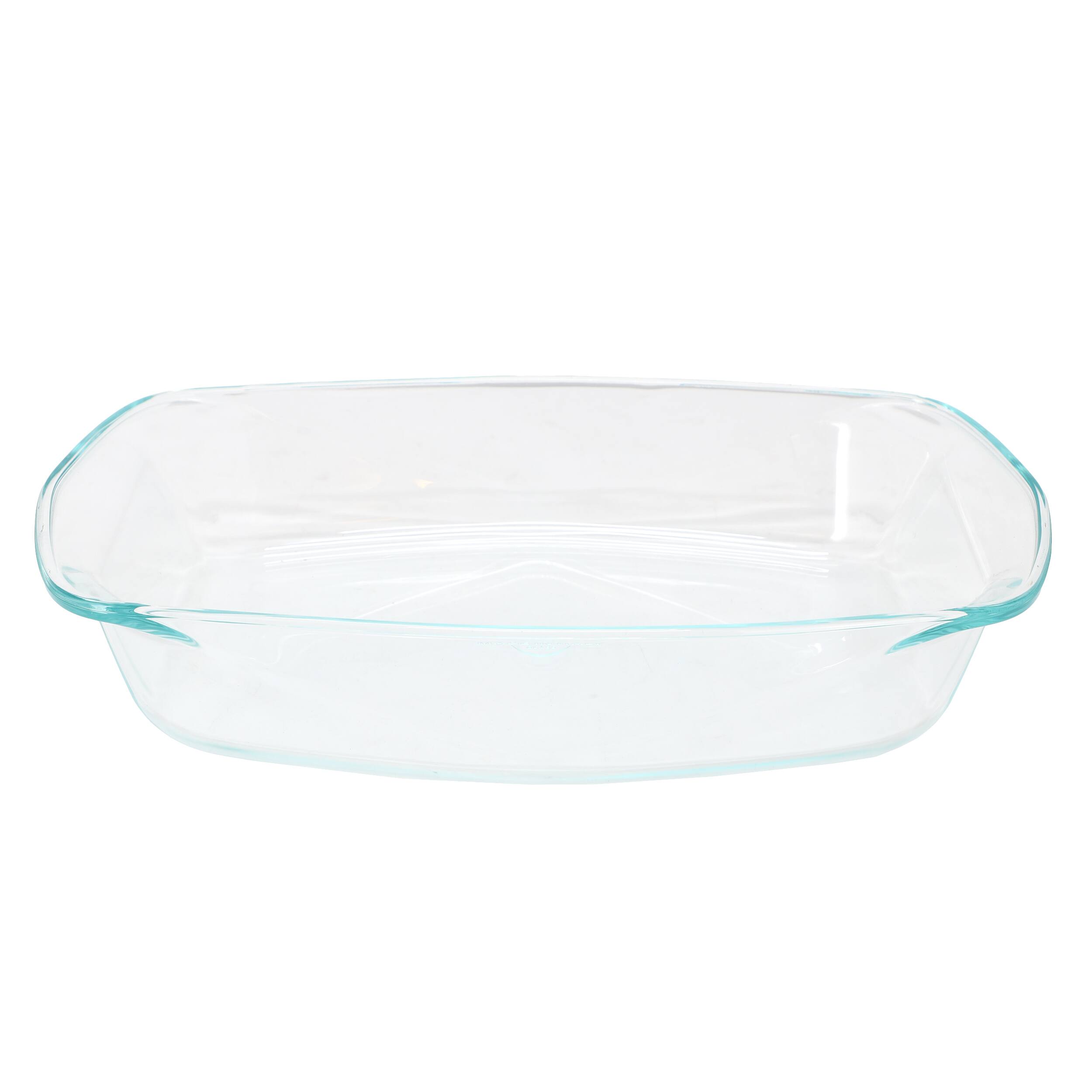 Front. Gibson - Soho Lounge Carnegie Hill 16 inch x 11 Inch x 3.1 Inch Tempered Glass Multi Purpose Pan with Built in Handles - Clear.