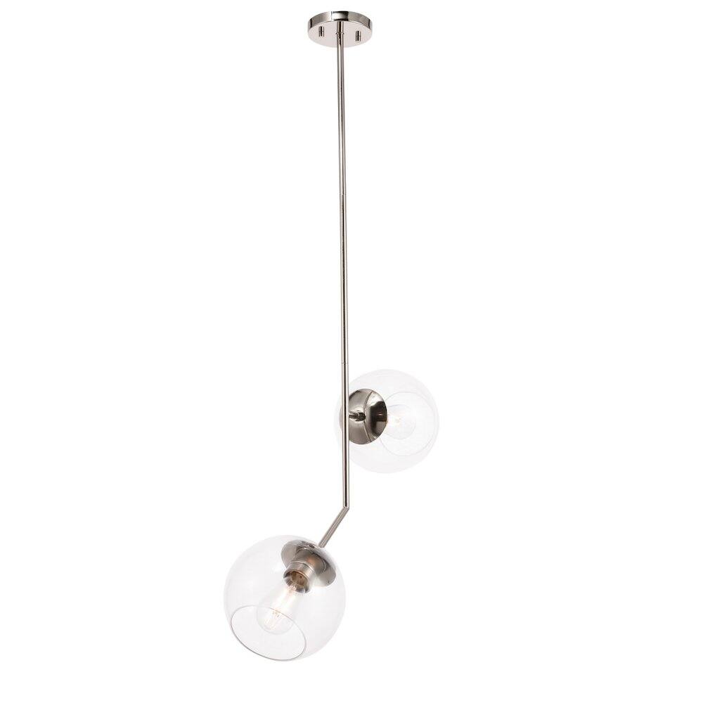Alt View 6. Living District - Ryland 2 Light Chrome And Clear Glass Pendant - Chrome And Clear Glass.