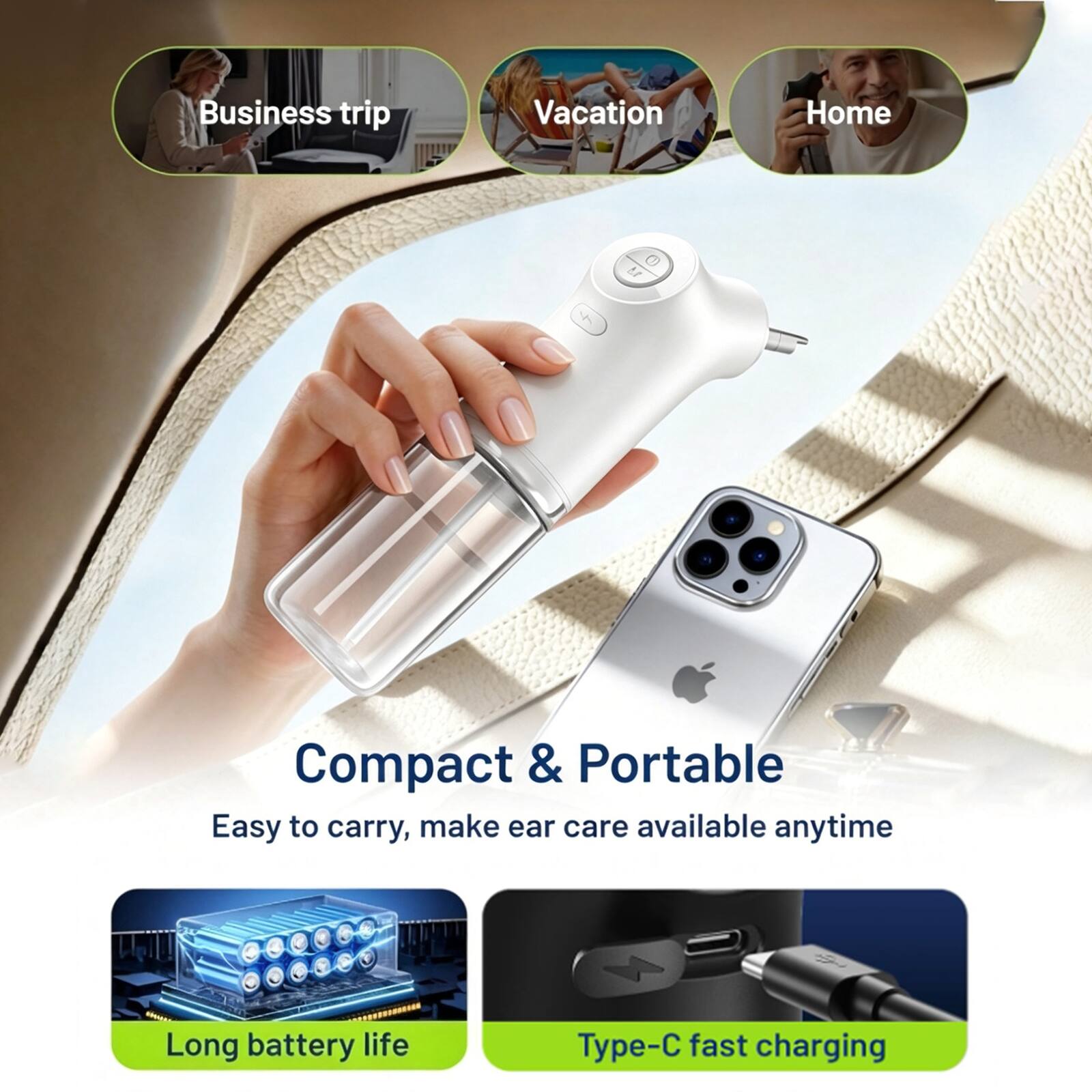 Business trip Vacation Home 1 Compact & Portable Easy to carry, make ear care available anytime - - Y Long battery life Type-C fast charging
