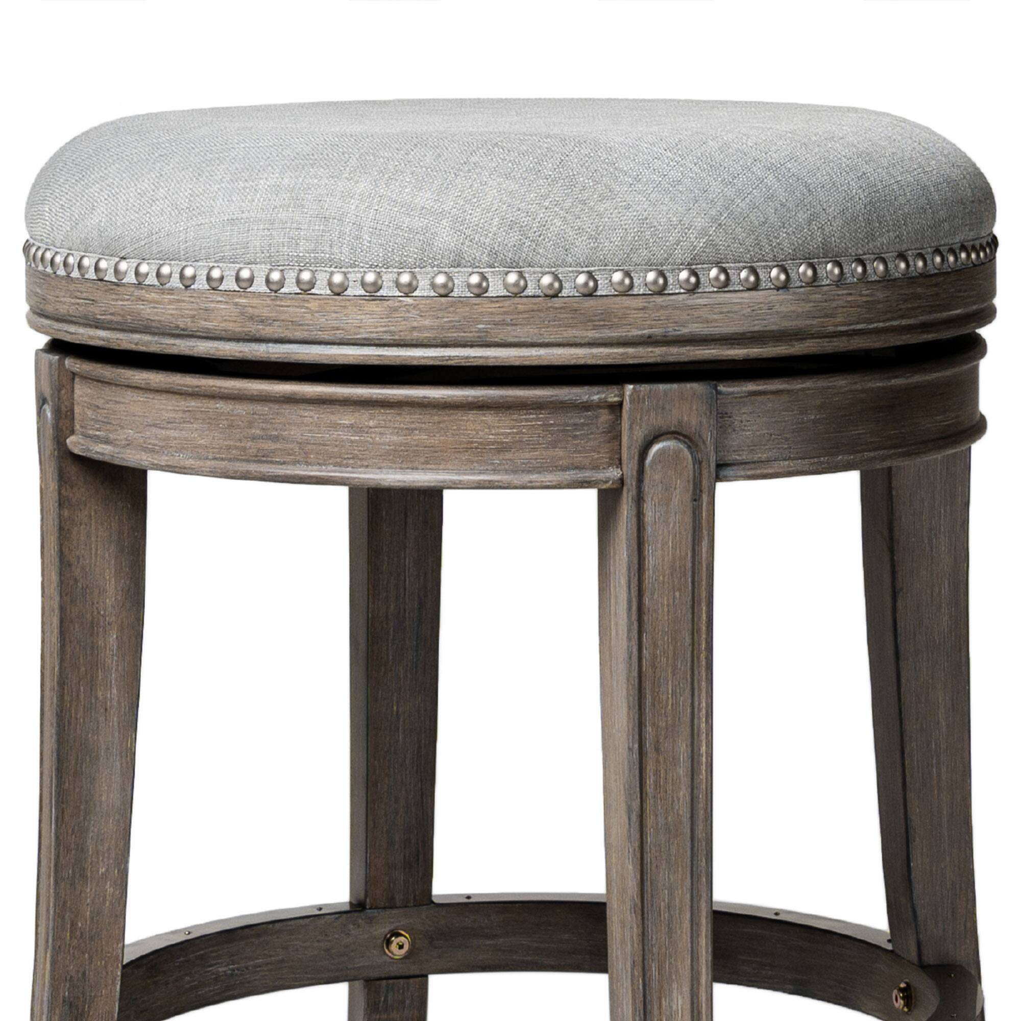 Alt View 4. Maven Lane - 26" Alexander Backless Counter Stool in Reclaimed Oak Finish with  Fabric Upholstery - Reclaimed Oak.