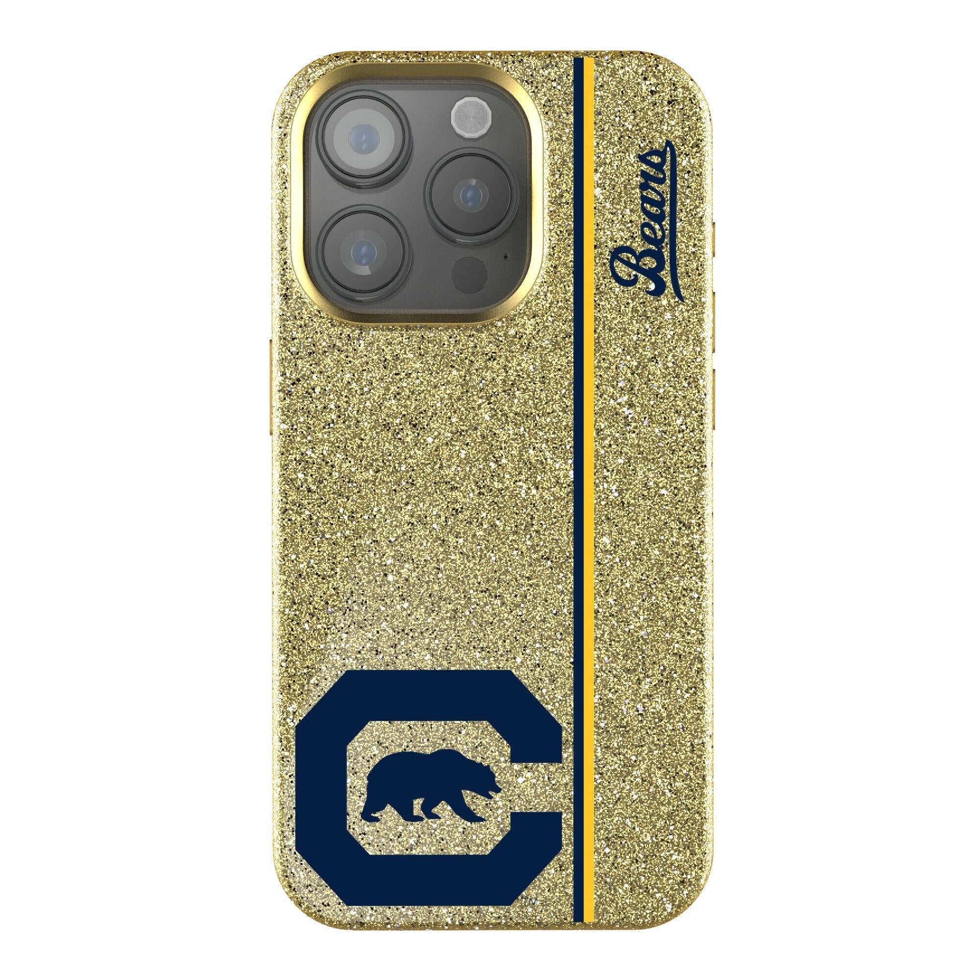 Front. Keyscaper - Gold Cal Bears iPhone Bling Case - 16 Plus - Gold.