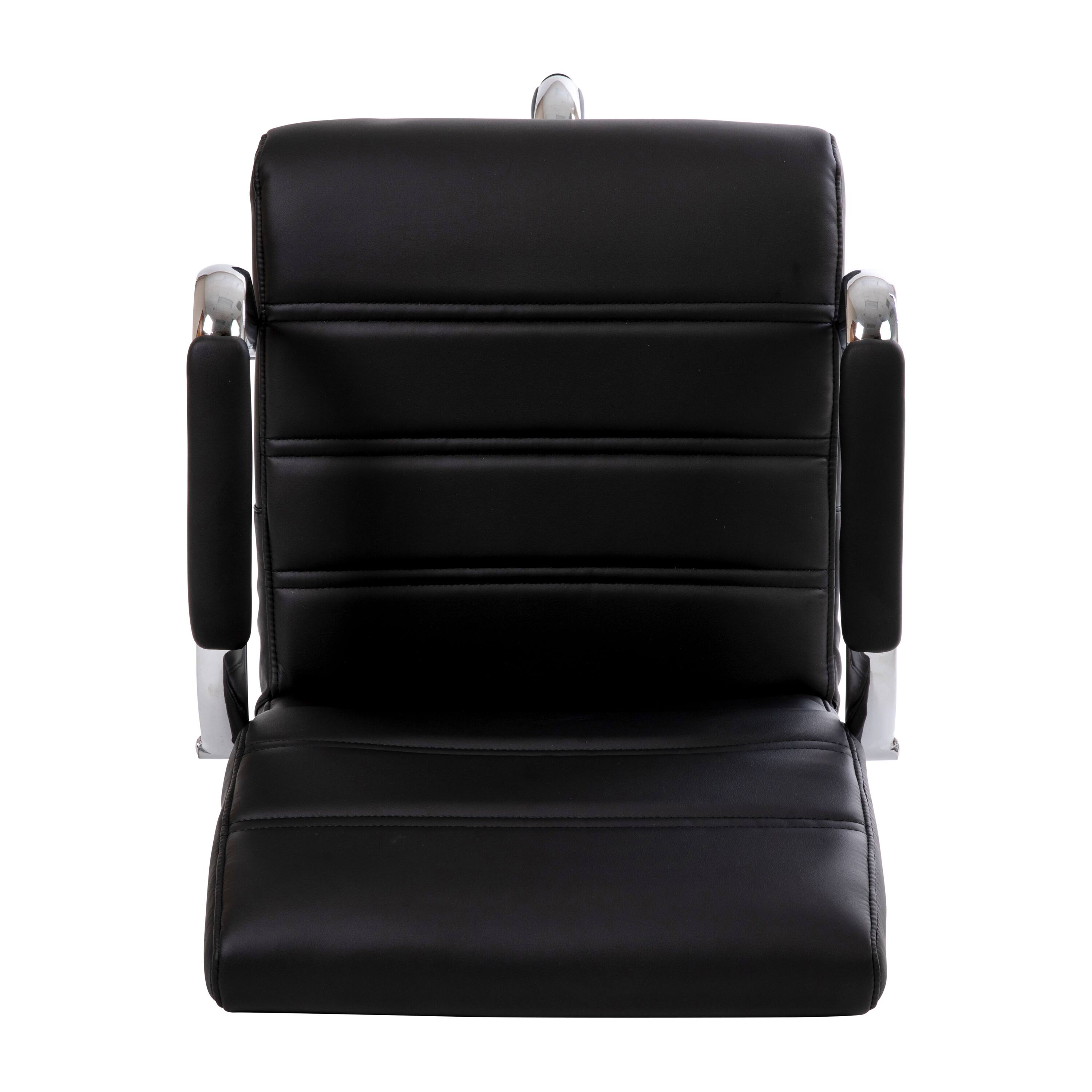 Alt View 8. Emma + Oliver - Mid-Back LeatherSoft Drafting Chair with Adjustable Foot Ring and Chrome Base - Black.