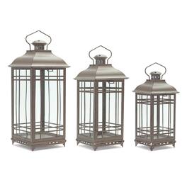 BreeBe - Traditional Metal Lantern (Set of 3) - Brown