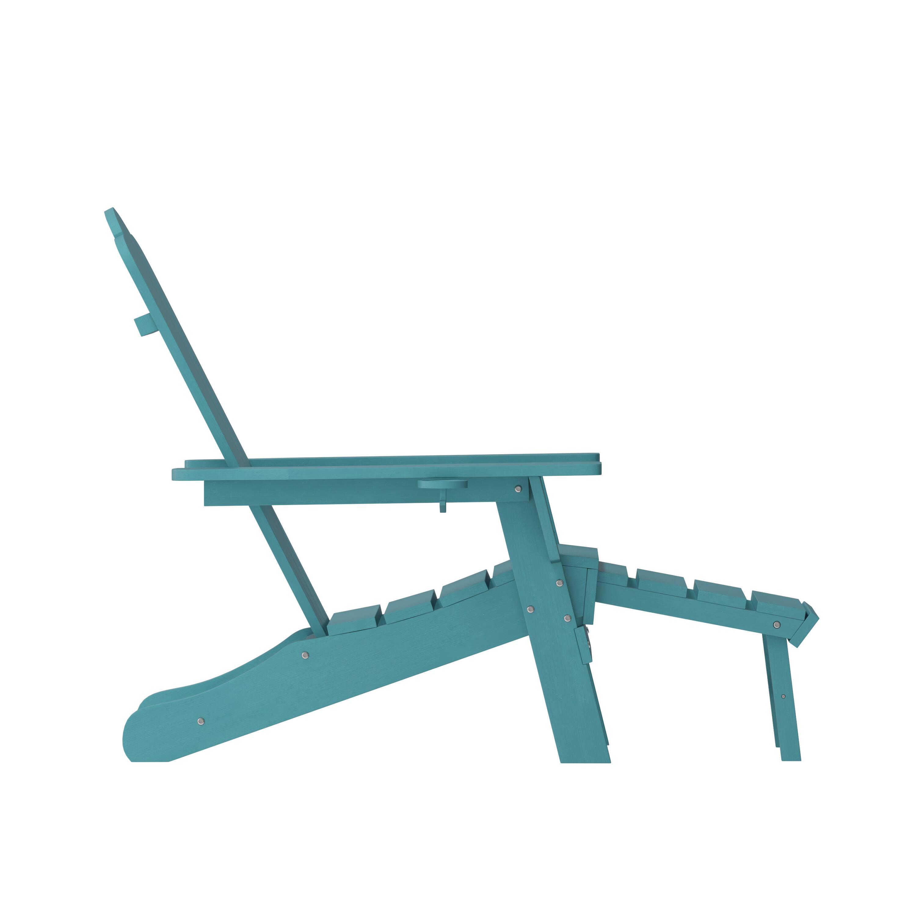 Alt View 8. Emma + Oliver - Tiverton Adirondack Chair with Cup Holder and Pull Out Ottoman, All-Weather HDPE Indoor/Outdoor Lounge Chair - Blue.