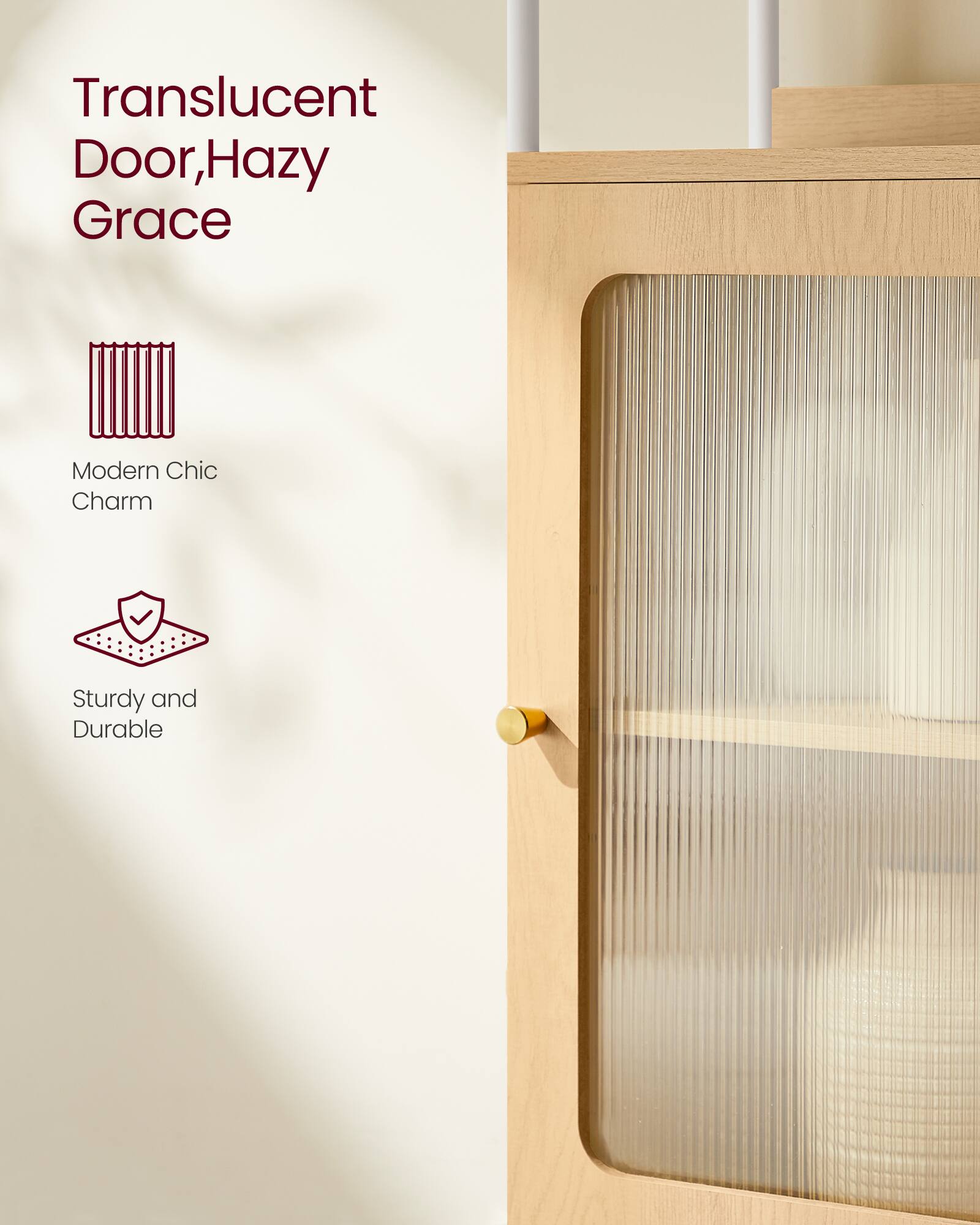 Translucent Door, Hazy Grace  
Modern Chic Charm  
Sturdy and Durable