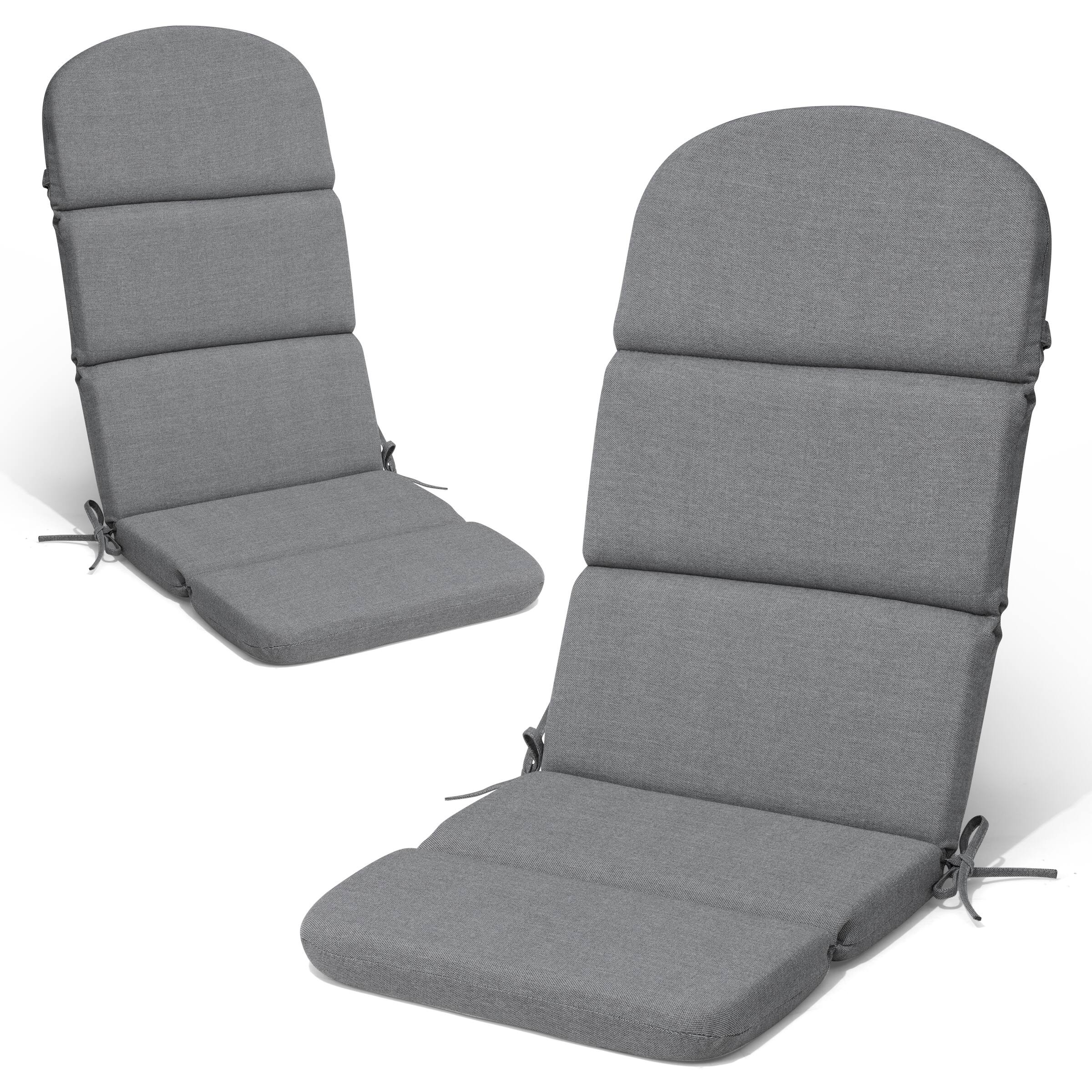 Front. Crestlive Products - Crestlive Products 2pc Outdoor water resistant Adirondack High Back Chair Cushion 19.69-in Gray patio chair cushion - Light gray.