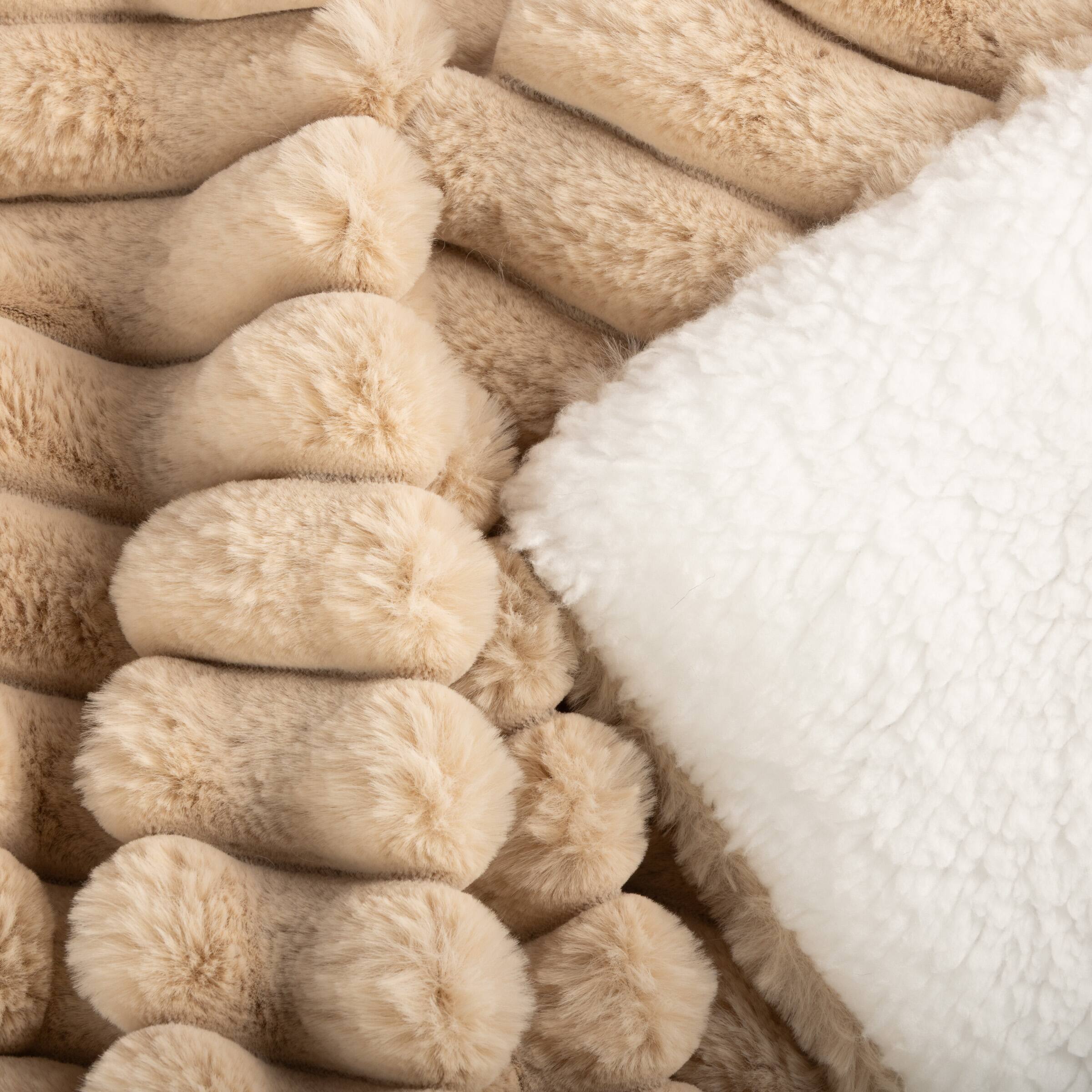 Angle. Lavish Home - 60x70in Faux Fur Throw Blanket - Taupe.