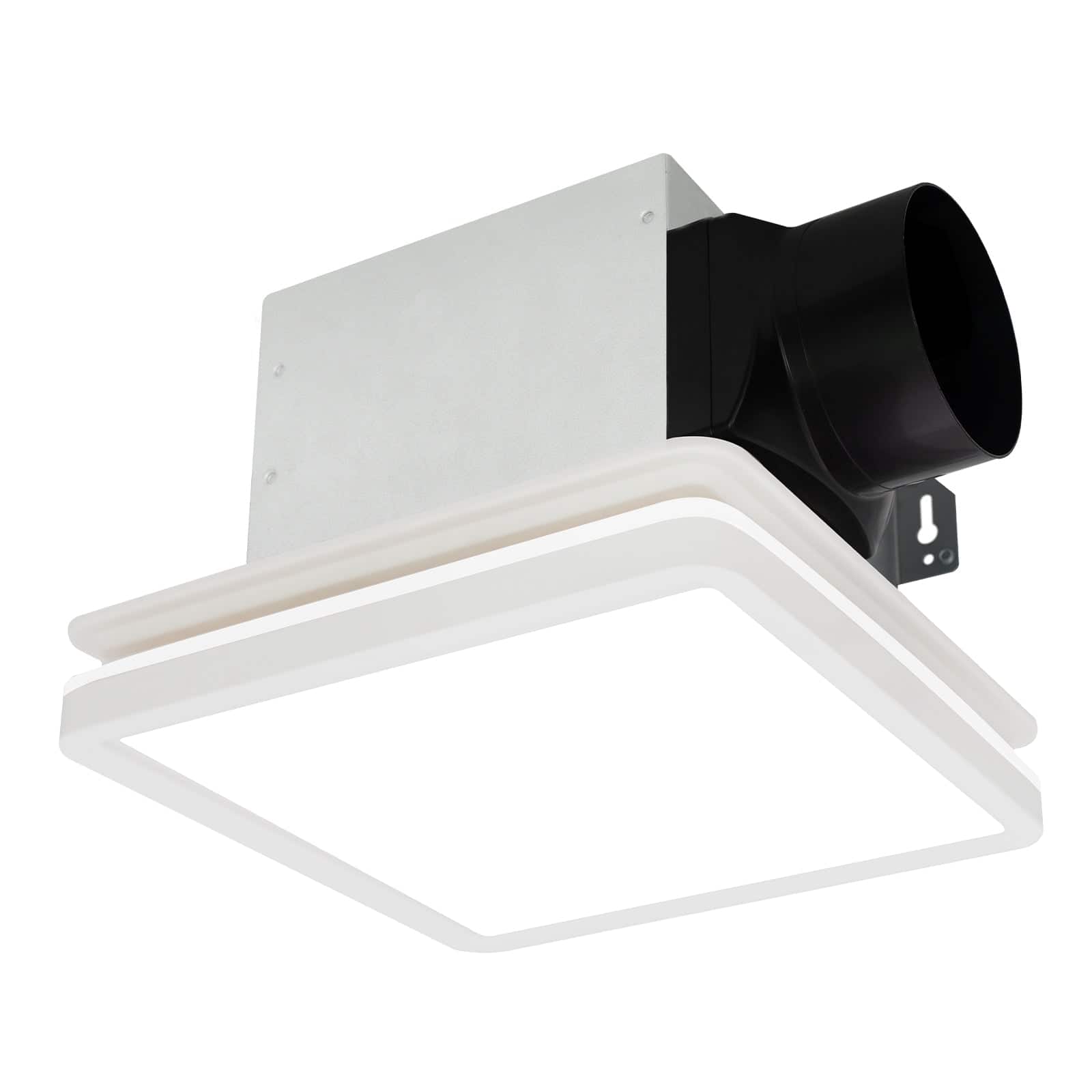 Akicon - Bathroom Exhaust Fan with Light, Dimmable 3CCT LED Light with Night Light, 80 CFM, 2 Sones, Square - White