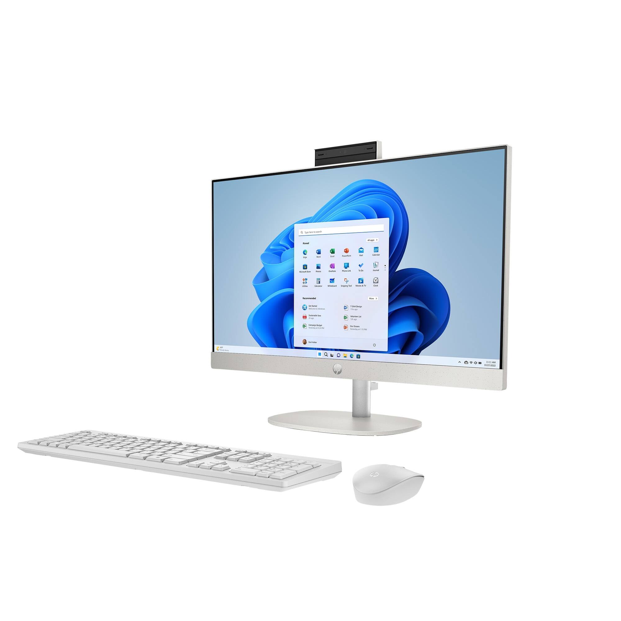 Left. HP - HP 24-CR00 All-in-One Desktop, 23.8" FHD Touch, i3-N300, 8GB, 256GB, W11 - White.