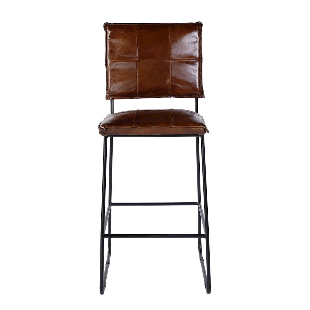 Back. Butler Specialty - Niles Leather and Iron Bar Stool - Brown,Black.