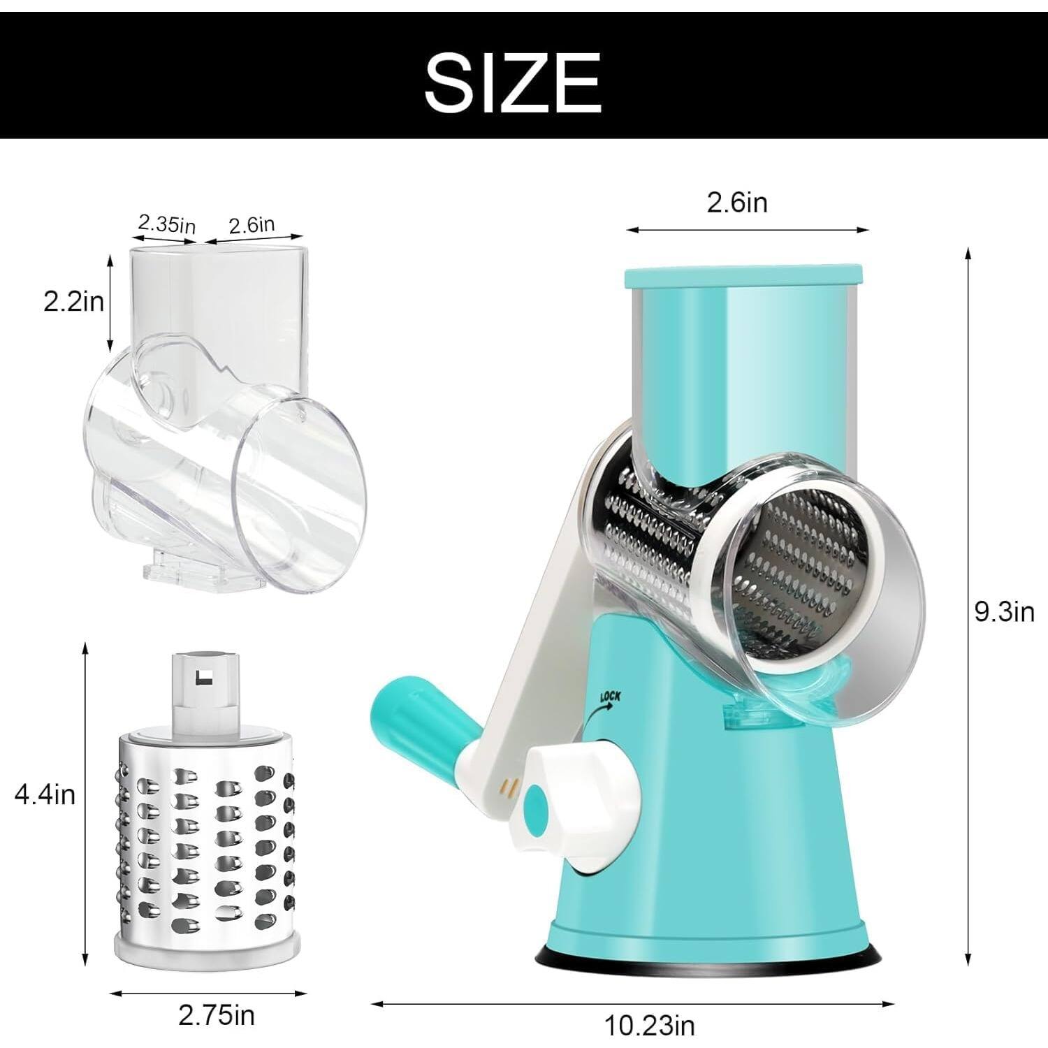 SIZE: 2.35in, 2.6in, 2.6in, 2.2in, 9.3in, 4.4in, 2.75in, 10.23in