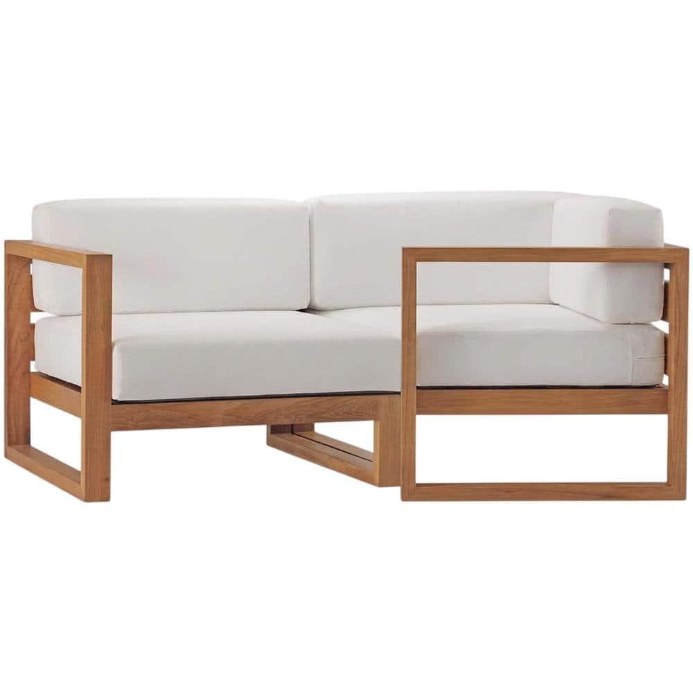 Outdoor Escape - Outdoor Patio Teak Wood Sectional Sofa Loveseat with Armrests - White price history on PriceWatchPro