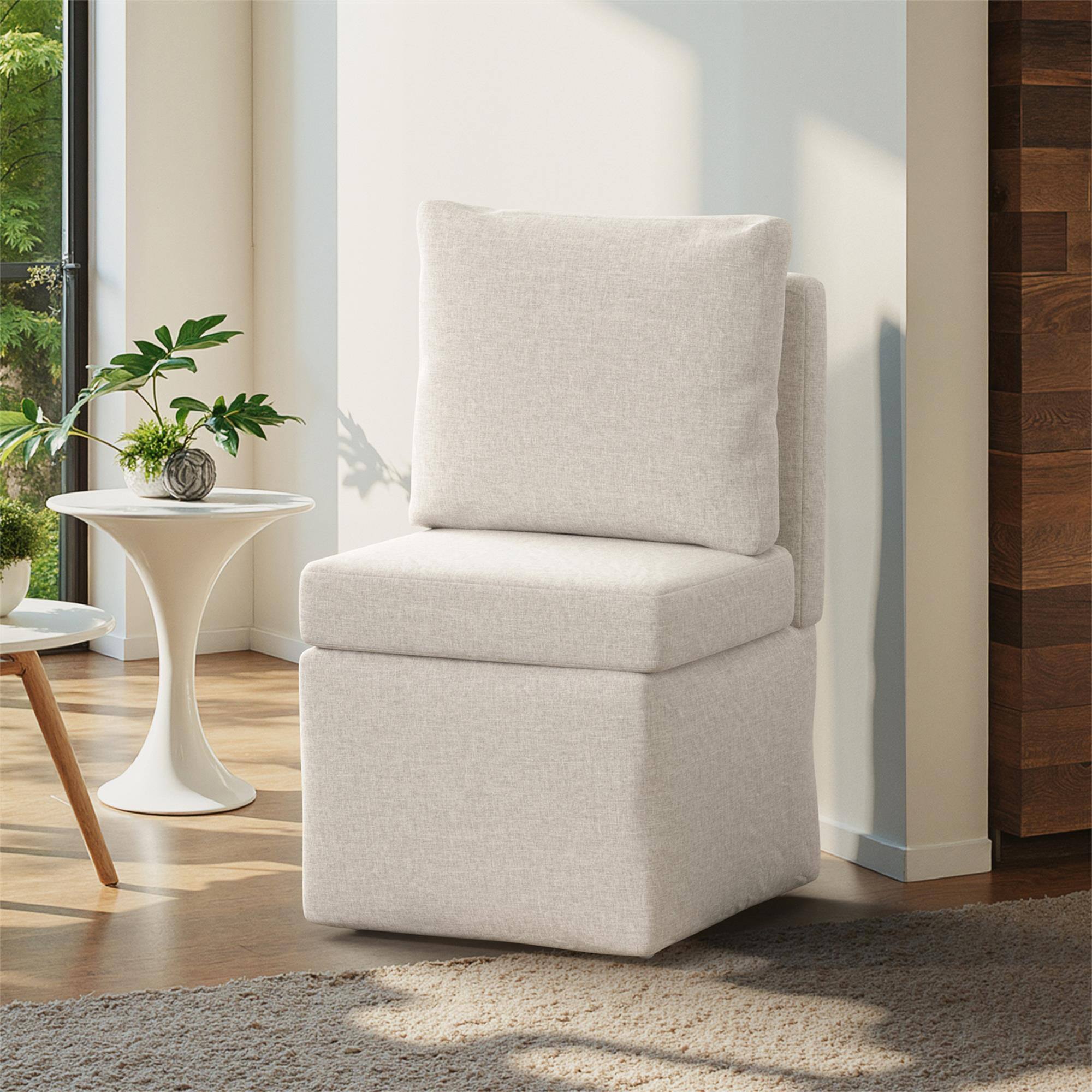 Alt View 2. Boyel Living - Beige Armless Lounge Sofa Chair Soft Corduroy Upholstered Accent Chair Single Sofa Seat No Assembly Required - Beige.