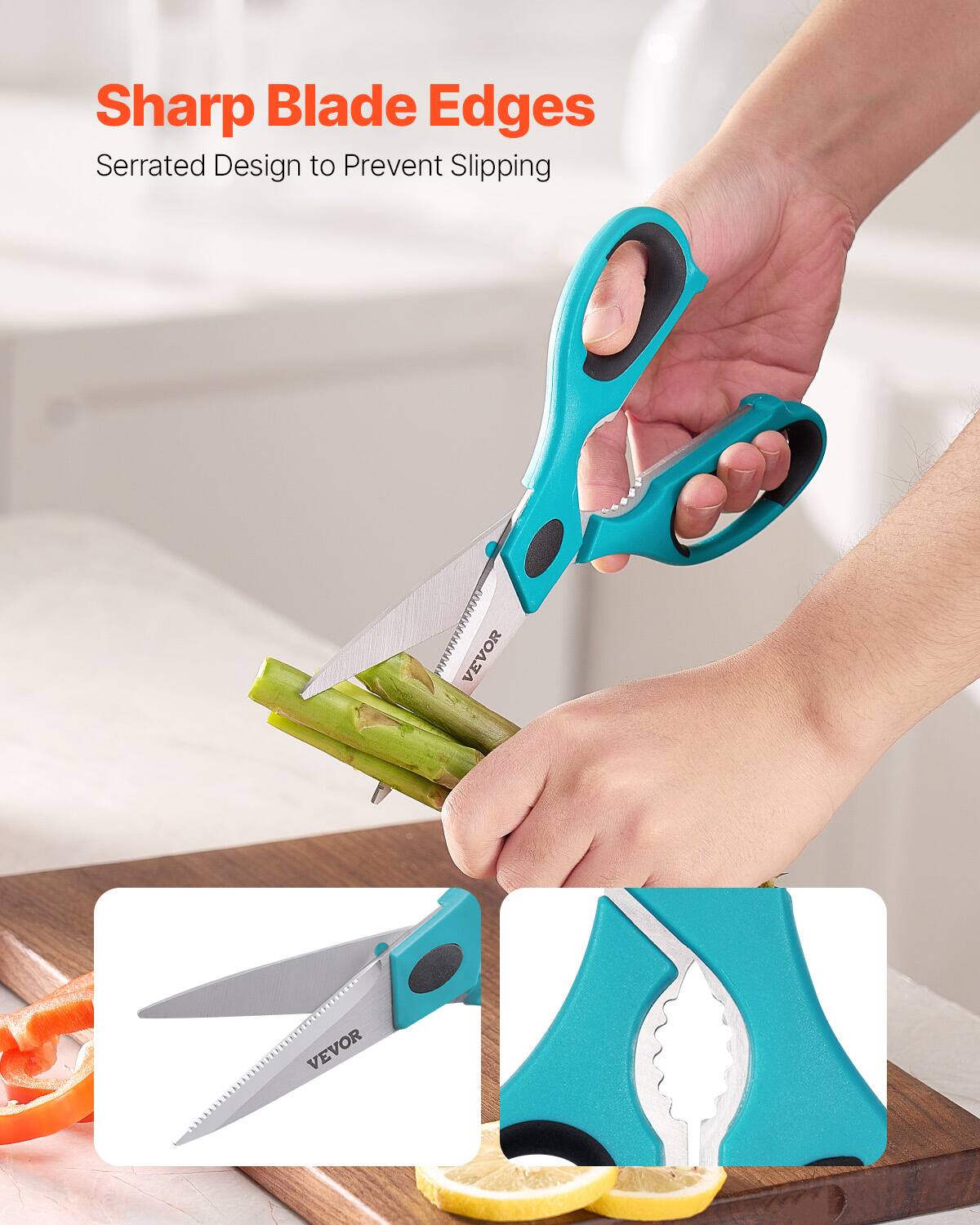 Sharp Blade Edges  
Serrated Design to Prevent Slipping  

VEVOR