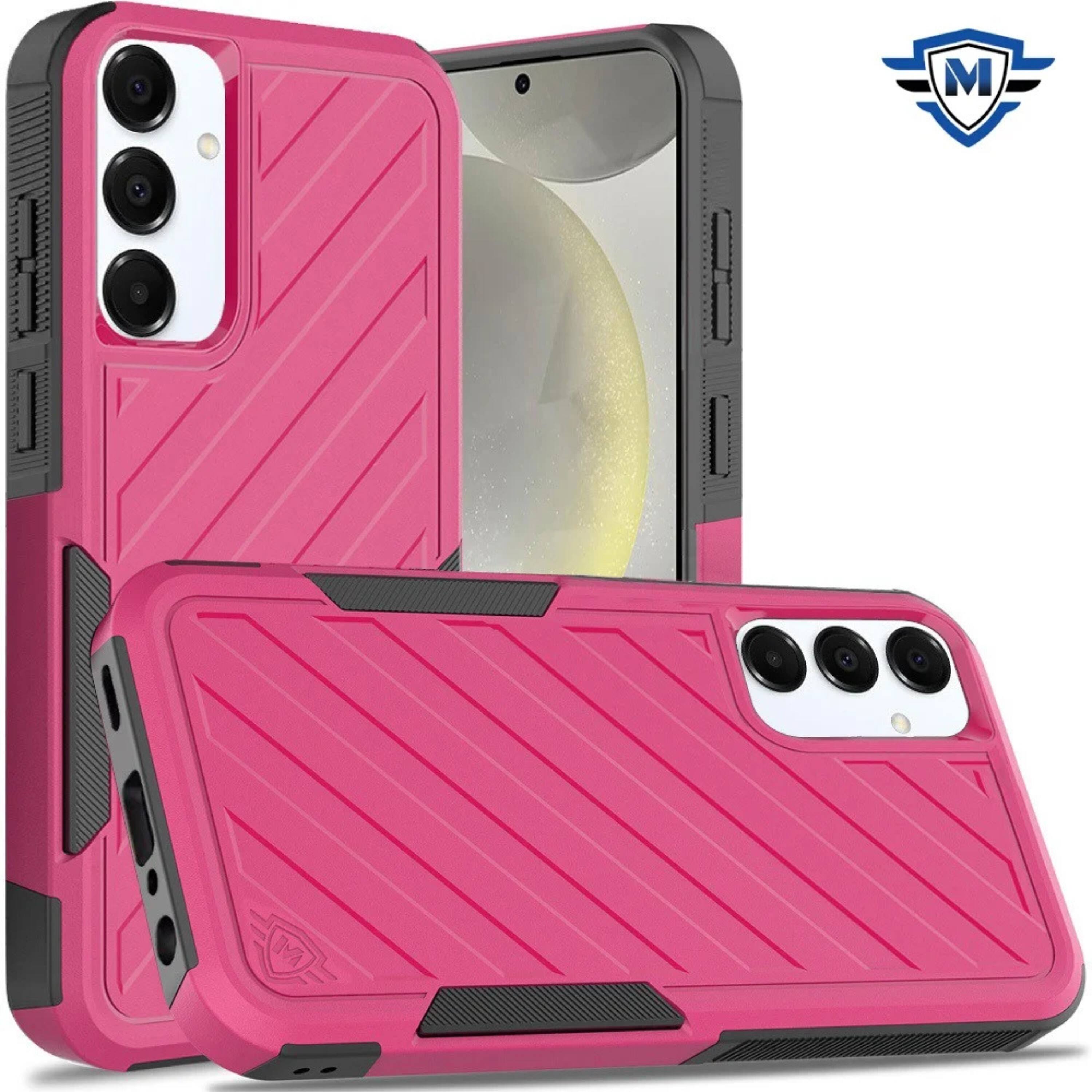 Angle. Kitcheniva - Shockproof Rugged Case For Samsung S25 Plus S24 Plus Dual Layer Design Hot Pink - Pink.