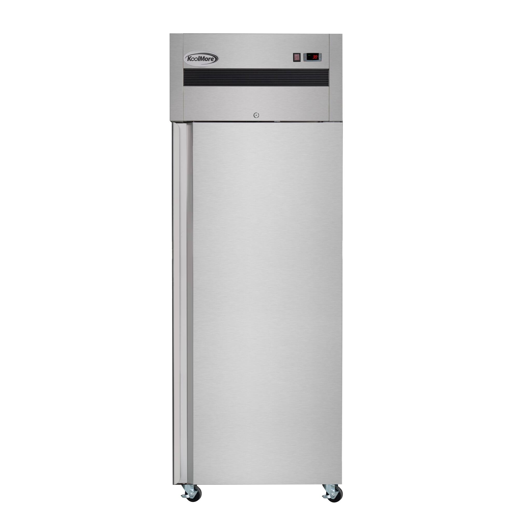 Front. Koolmore - 30 in. Solid Door Commercial Reach-In Refrigerator with Top-Mounted Compressor, 25 cu. ft. in Stainless-Steel - Stainless steel.