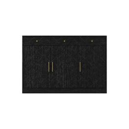 Famapy - Modern Patterned Storage Cabinet with Anti - Tip & Metal Handles - Black