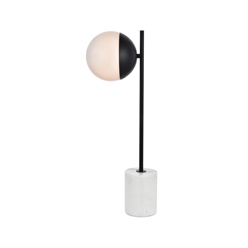 Alt View 2. Living District - Eclipse 1 Light Black Table Lamp With Frosted White Glass - Black And Frosted White.