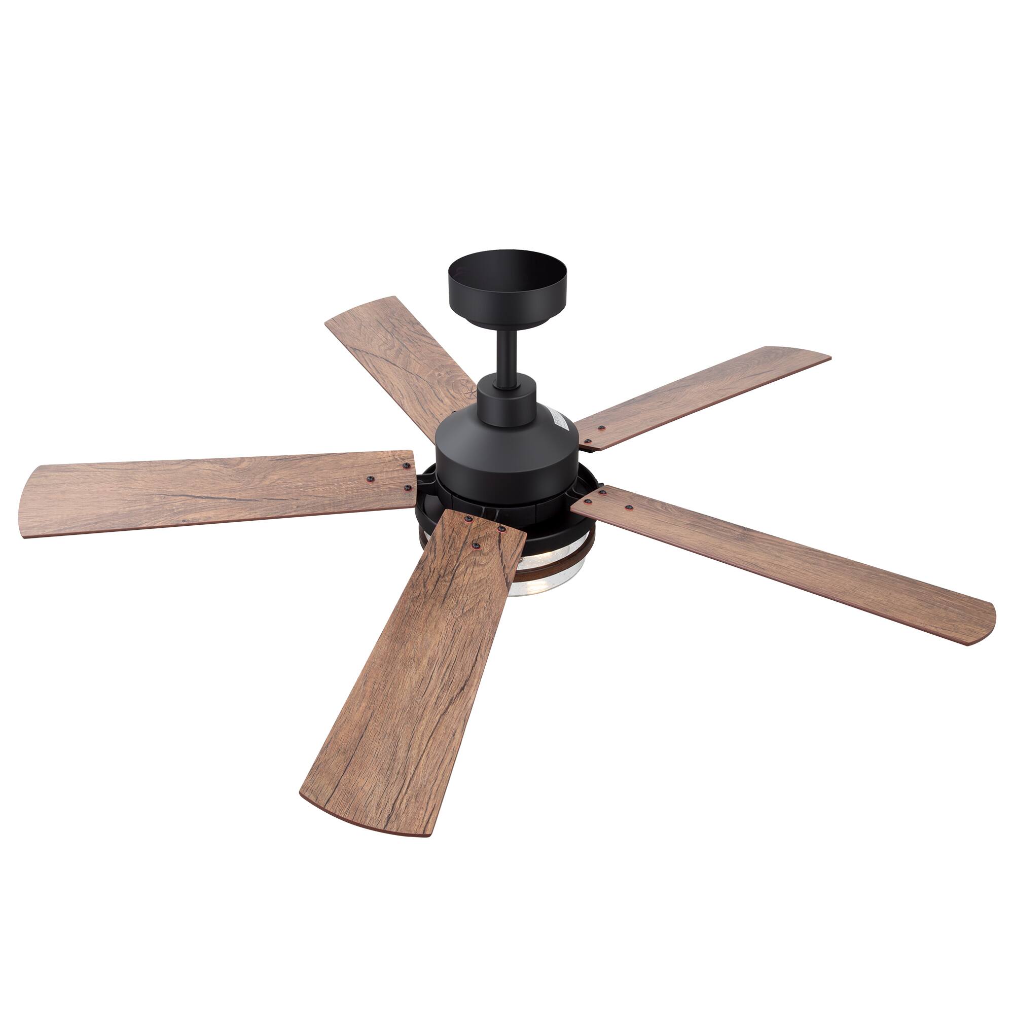 Alt View 9. Breezary - 52-Inch Modern Ceiling Fan with 5 Dual-Finish Plywood Blades, DC Motor, 6-Speed Remote Control with Timer - Matte Black.