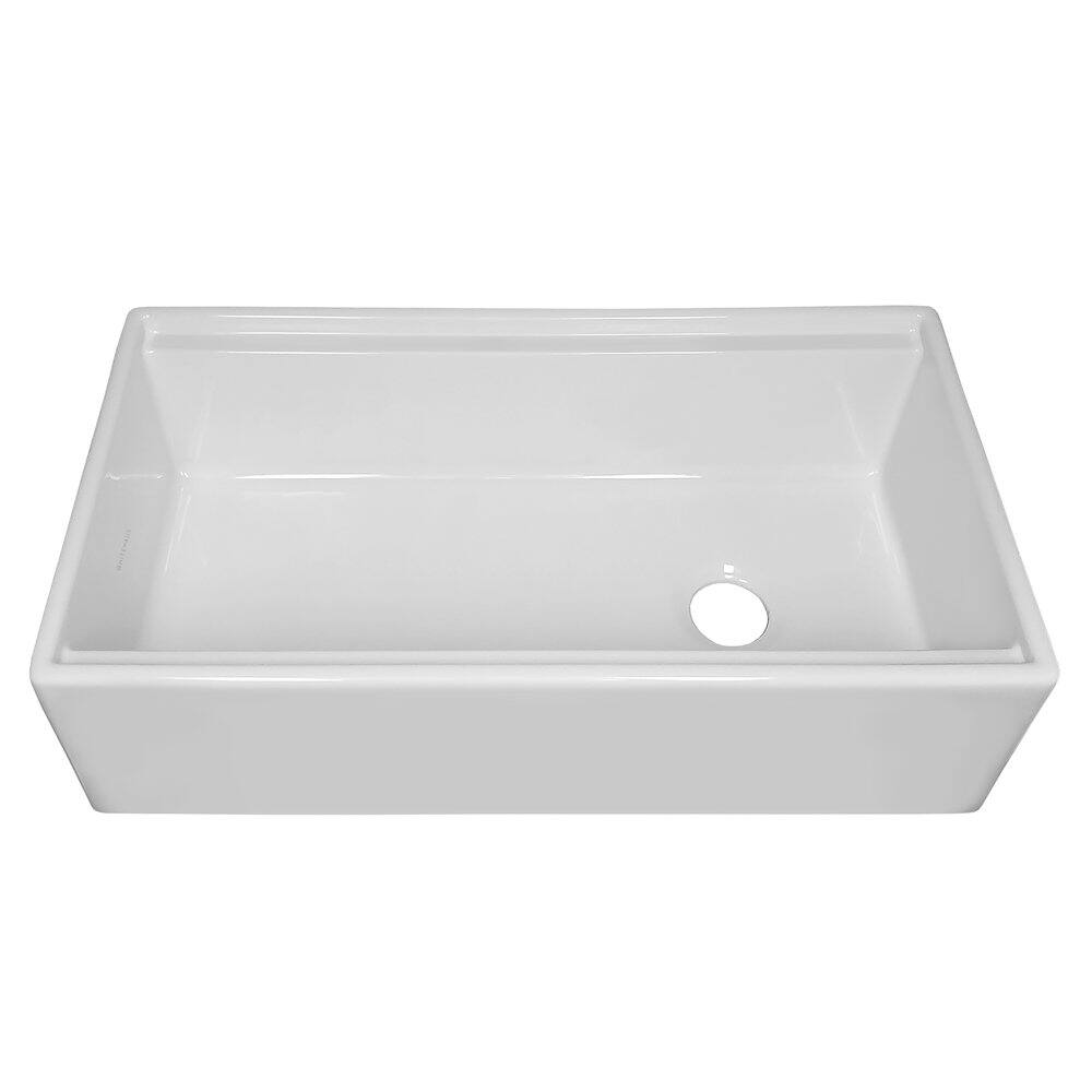 Back. Whitehaus - Collection 36" Reversible Single Bowl Fireclay Sink Set - White.