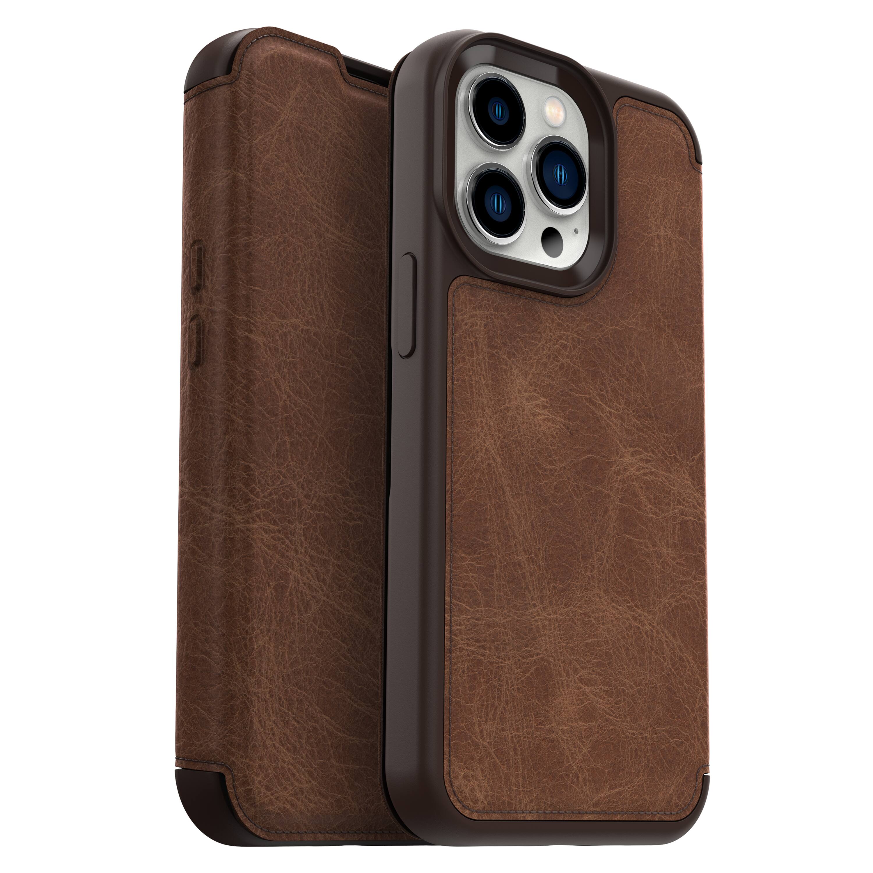 Front. OtterBox - Strada Case for Apple iPhone 13 Pro - Espresso Brown.