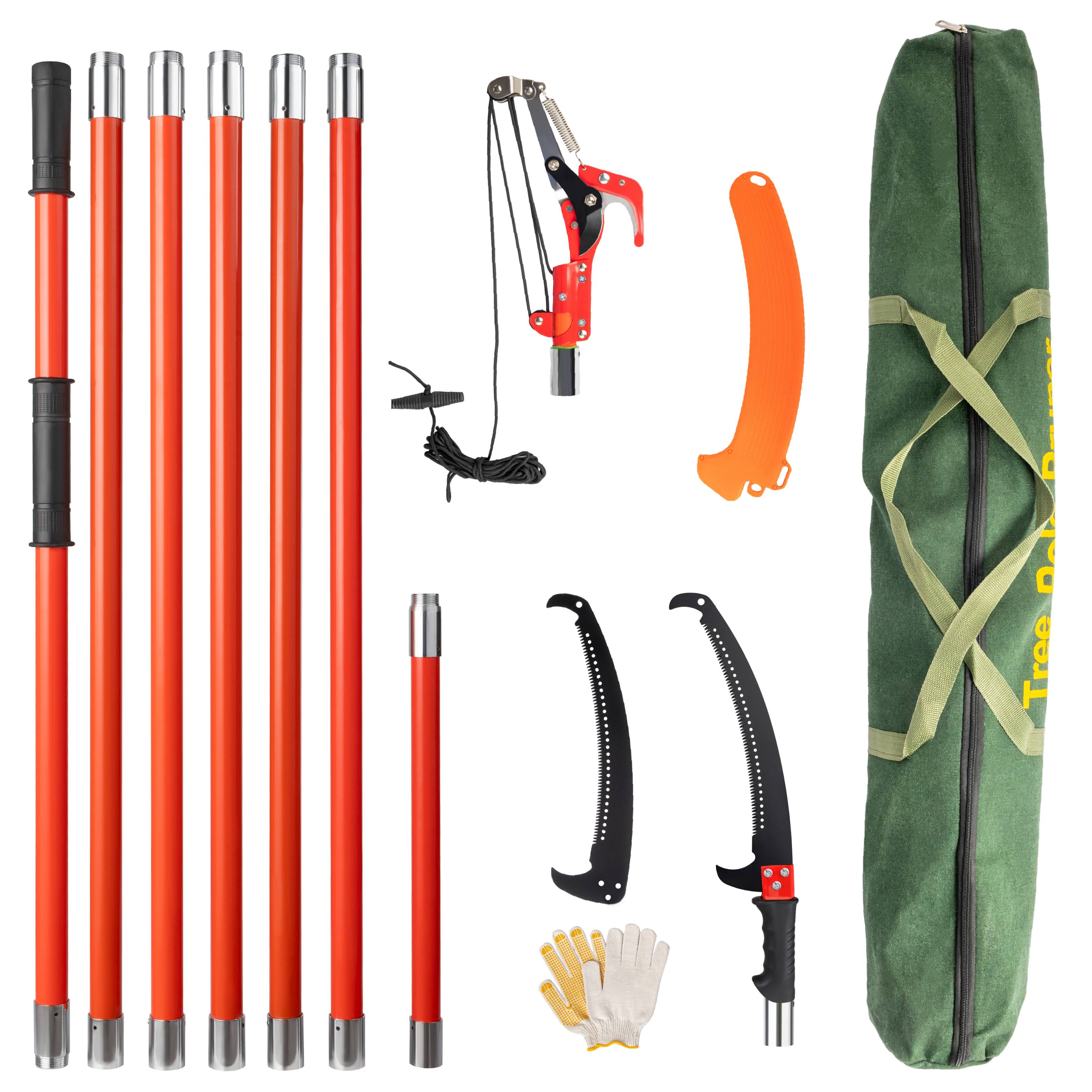 Winado - 24ft Manual Pole Saw, Lightweight Tree Trimmers Long Handle Pruner Set