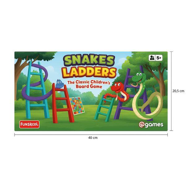 SNAKES LADDERS The Classic Children's Board Game 5+ 20,5 cm 40 cm FUNSKCOL @games