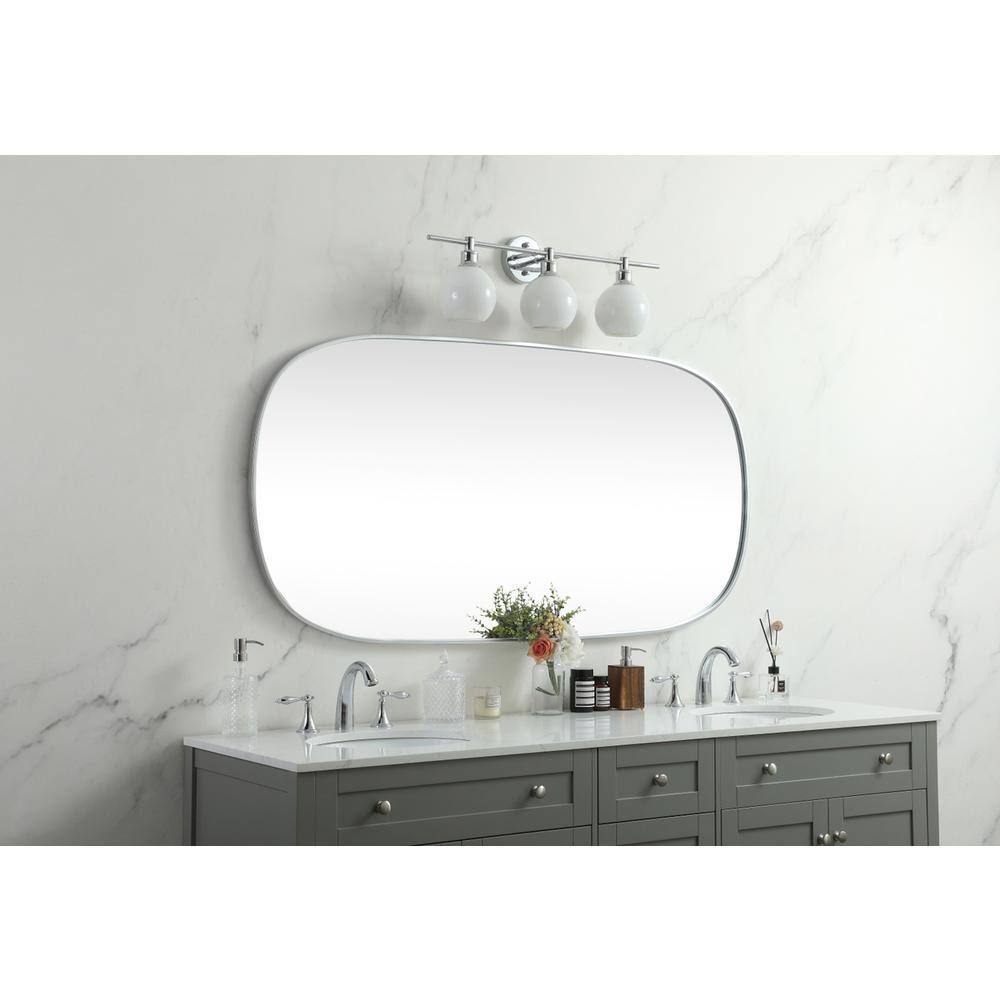 Alt View 6. Elegant Decor - Metal Frame Oval Mirror 30x60 Inch in Silver - Silver.