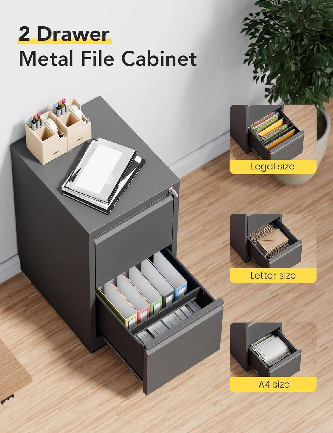 2 Drawer Metal File Cabinet

Legal size

Letter size

A4 size