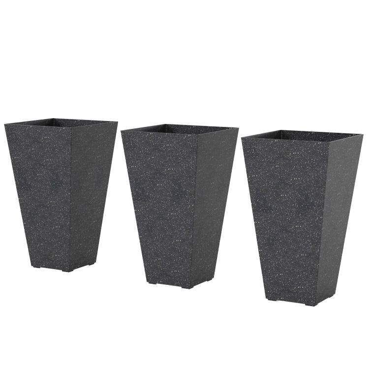 Alt View 10. PULUZ - 28 inch Tall Planters, Set of 3 Plastic Flower Pots with Marble Finish and Drainage Holes, Stackable Taper Planters - Black.