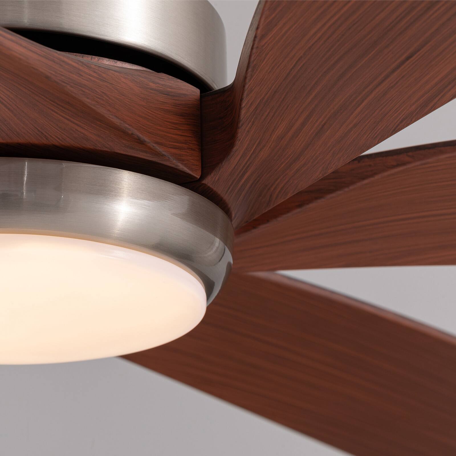 Alt View 9. Siljoy - 64" Modern Silent Ceiling Fan, Reversible DC Motor, 6 Speeds, Timer, Natural Wind, Remote & APP Control, Indoor Outdoor - Brushed Nickel.