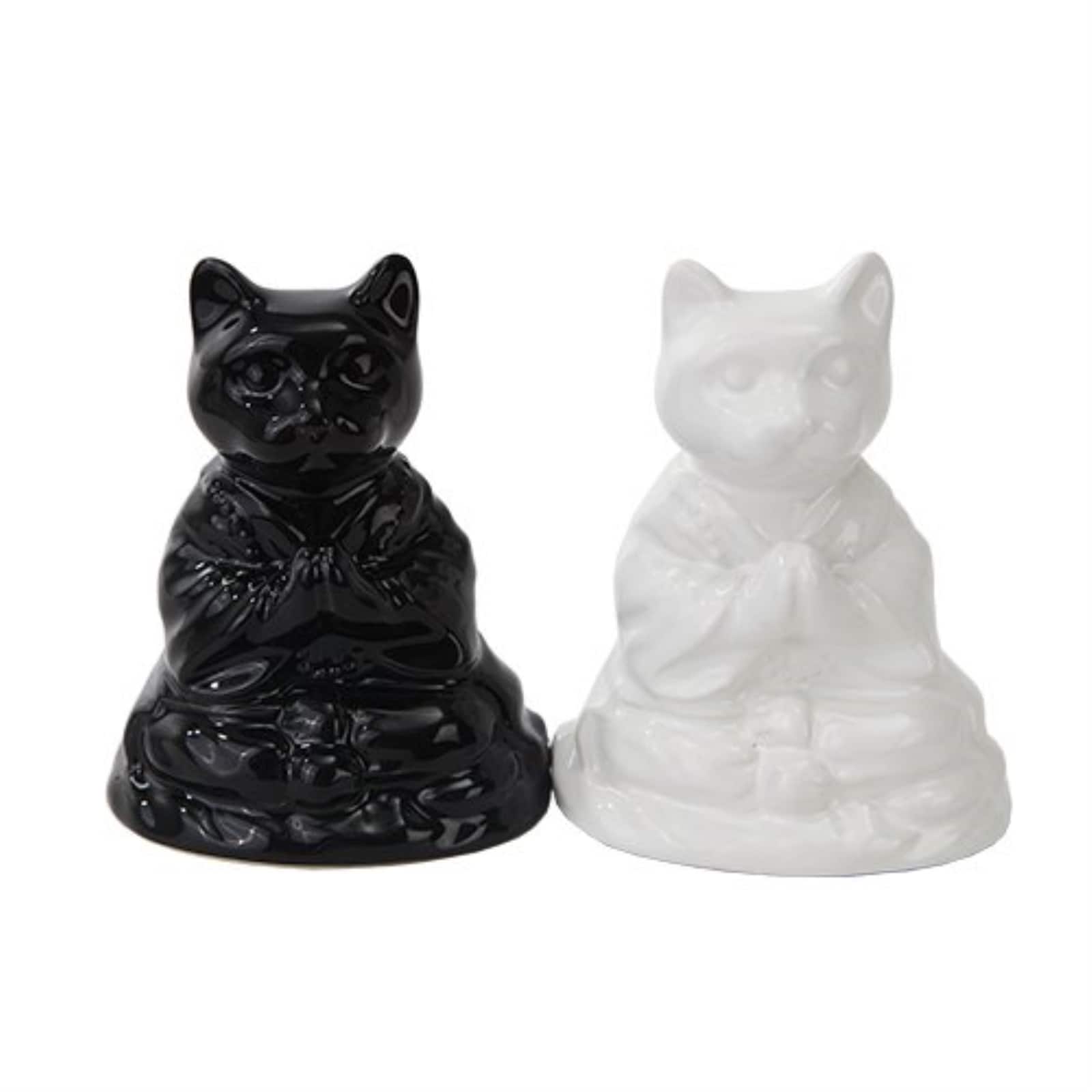 Pacific Trading - Buddha Cats Meditating Ceramic Magnetic Salt and Pepper Shakers - Multicolor
