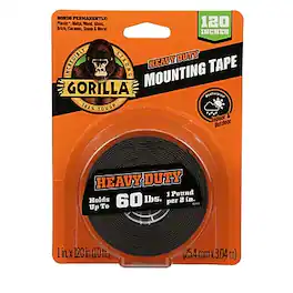 Gorilla - Heavy Duty Mounting Tape, 1" x 3 1/3 yds., (102441) - Black