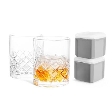 Front. Final Touch - Yarai Double Old-Fashioned Glass Set - Clear.