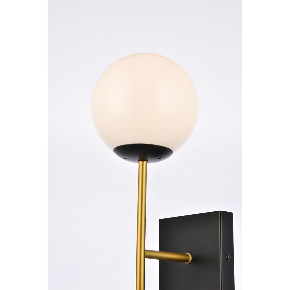 Alt View 3. Living District - Neri 1 light black and brass and white glass wall sconce - Black And Brass And White.