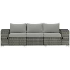 Front. Outsunny - Seater Wicker Outdoor Couch Patio Sofa with Storage - Gray.