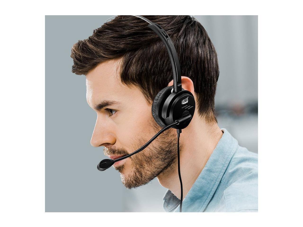Alt View 4. Adesso - Adesso Xtream P1 USB Wired Multimedia Headset with Microphone Monaural Over the Head Black XTREAMP1 - Black.