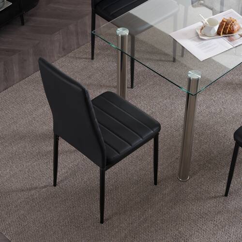 Alt View 1. Winado - Set of 4 Dining Room Chairs Kitchen Chairs PU Leather Breakfast Furniture - Black.