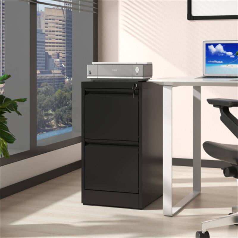 Alt View 1. HTUTWOO - 2 Drawer Metal Vertical File Cabinet with Lock – Office Home Steel Vertical File Cabinet, for A4 Legal/Letter Size - Black.