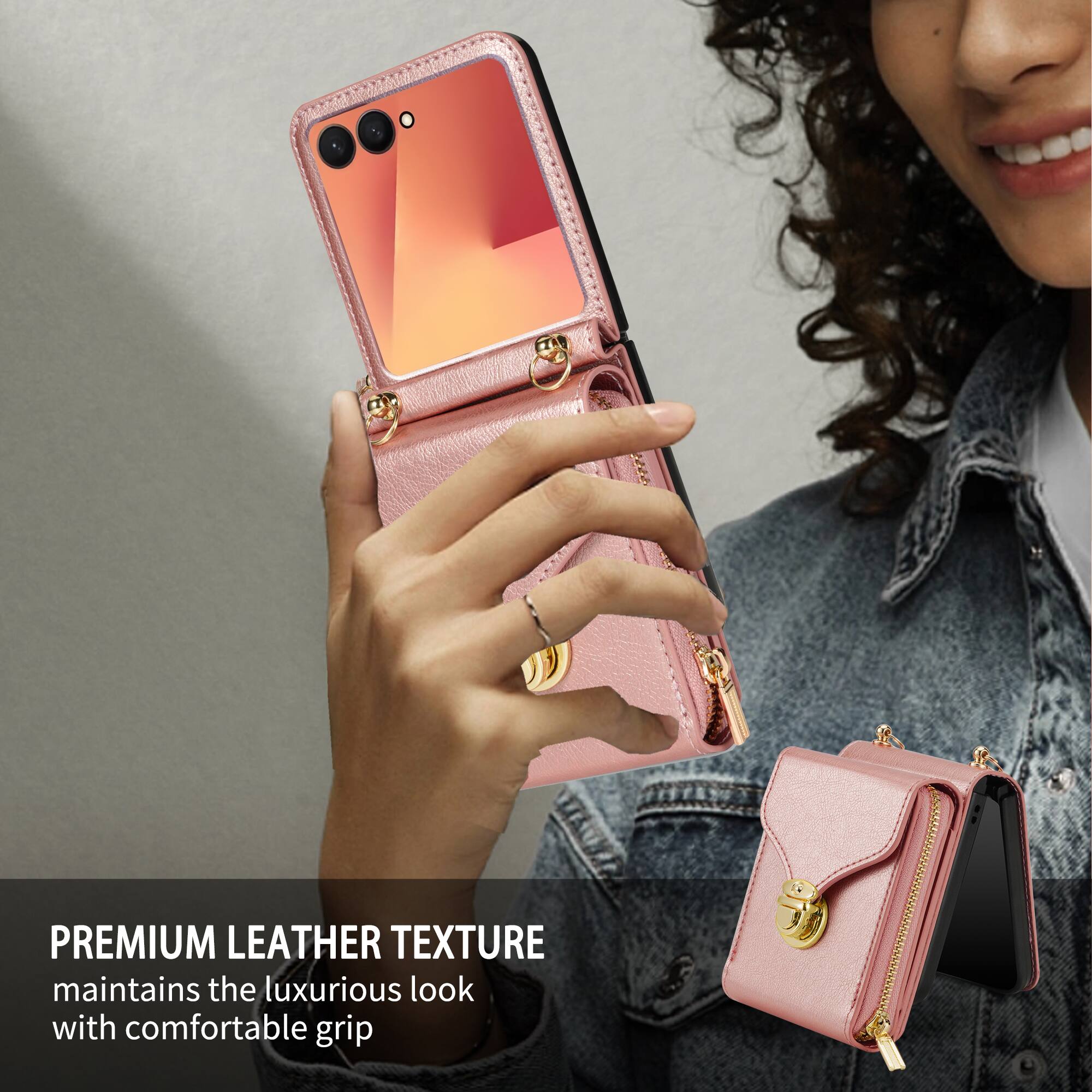 PREMIUM LEATHER TEXTURE maintains the luxurious look with comfortable grip