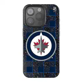 Keyscaper - NHL - Winnipeg Jets Plaid Bling iPhone Case - 15 Plus - Black