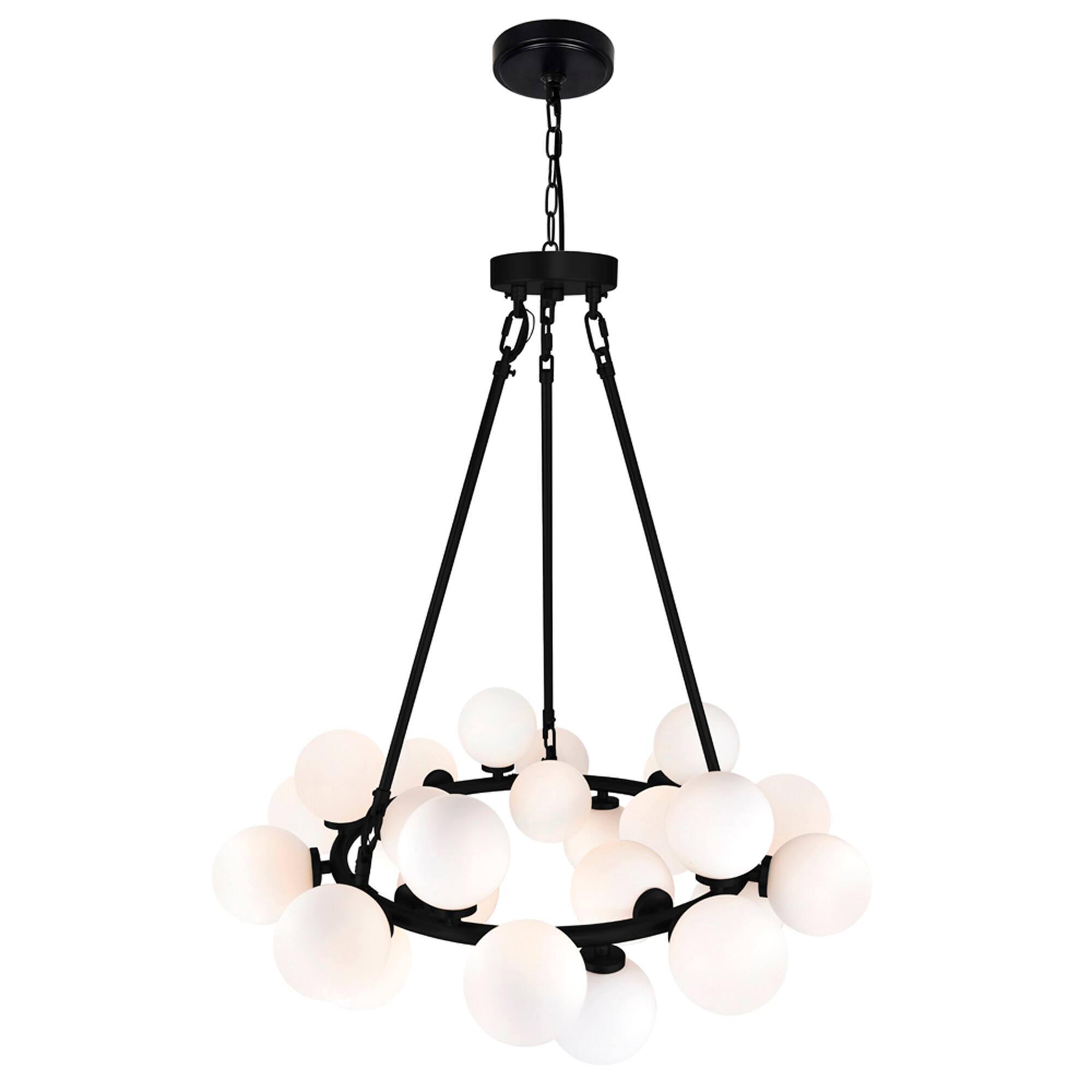 Alt View 1. CWI Lighting - Arya 25 Light Chandelier With Black Finish - Black.