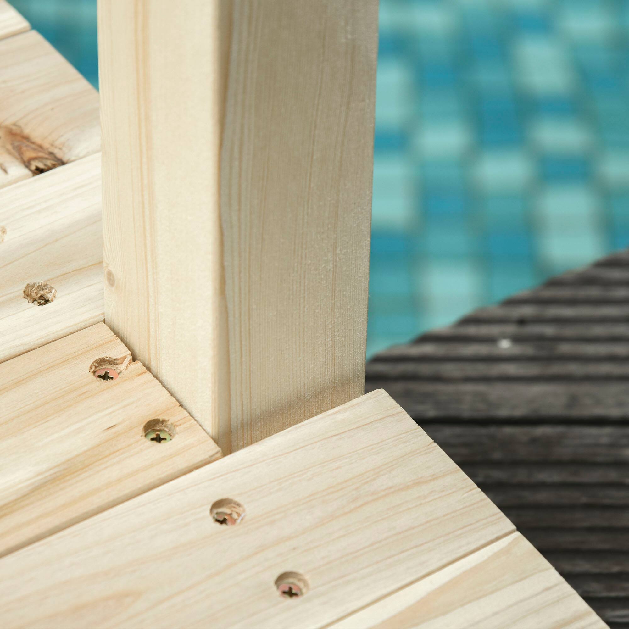 Alt View 8. Outsunny - 7.5' Wooden Arch Garden Bridge, Safety Rails for Backyard Ponds, Creeks, Streams - Natural Wood.